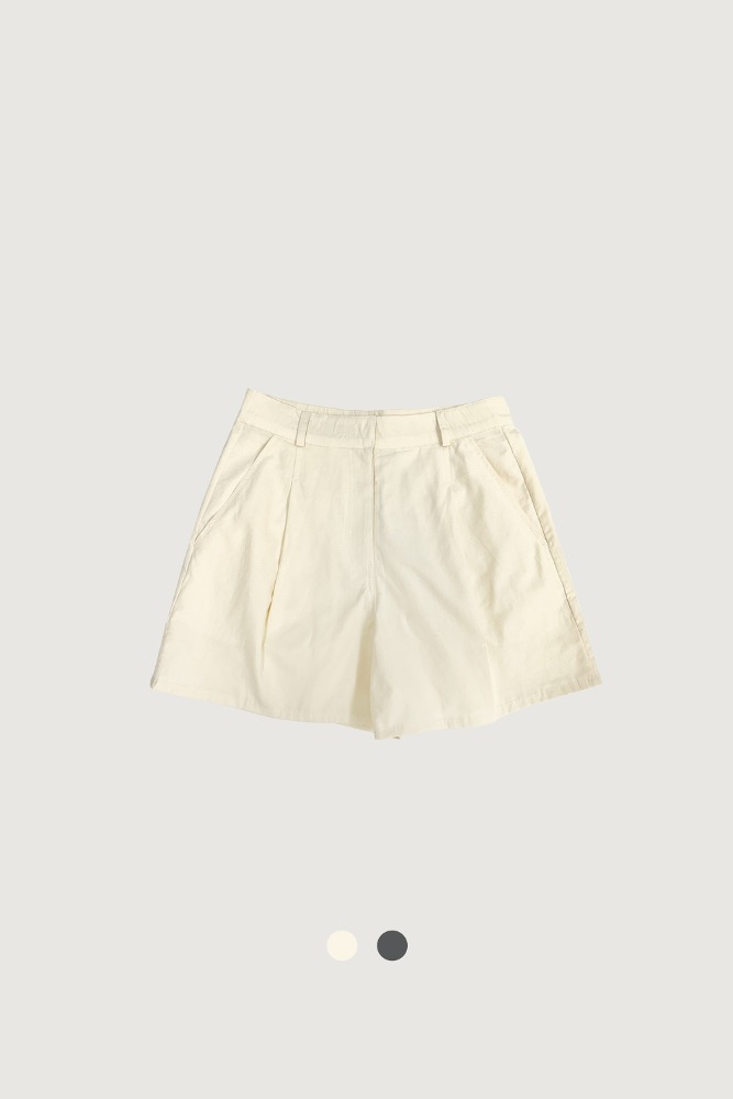Pintucked cotton shorts
