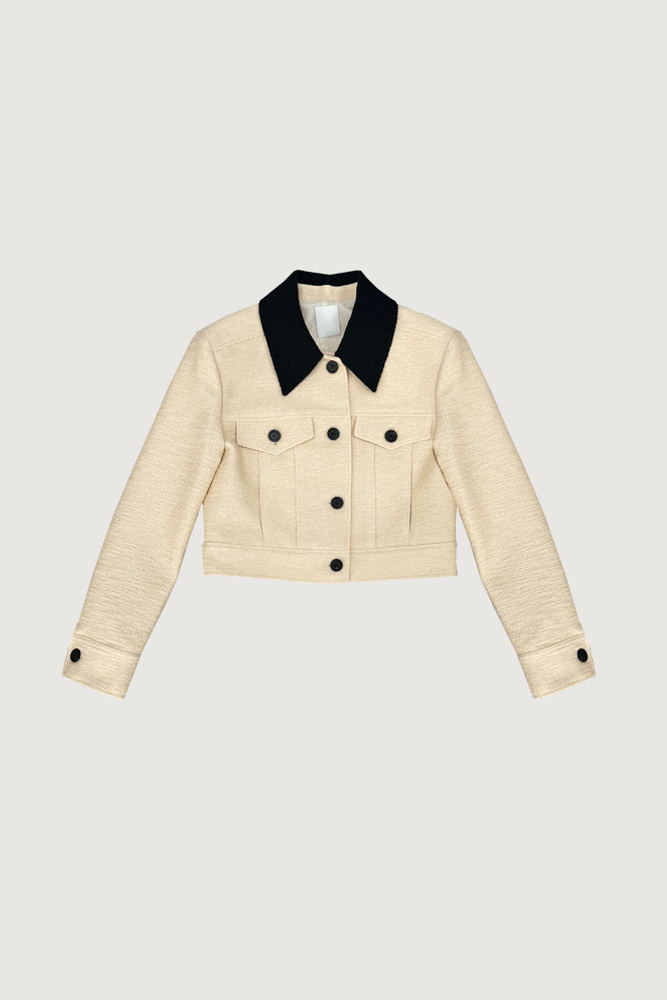 coloring collar tweed jacket
